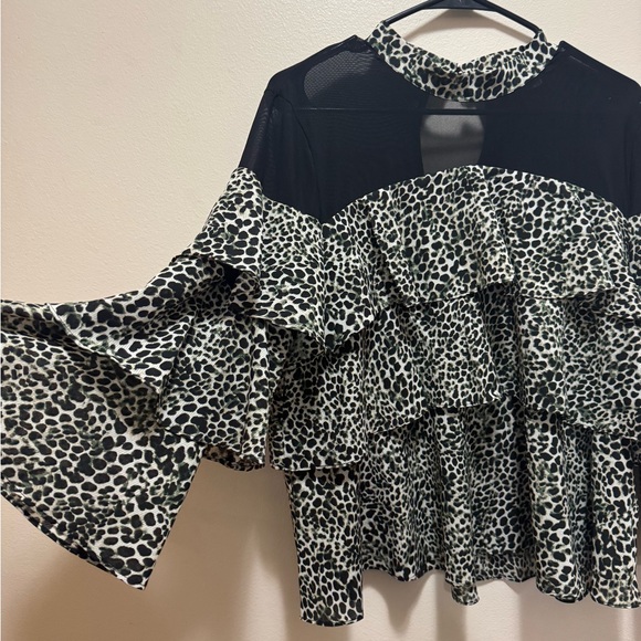 P Luca Milano Layered Cheetah Print Top - Picture 2 of 6